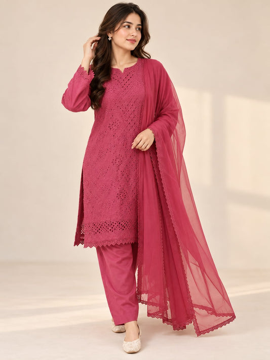 Rose Bloom Chikankari Suit