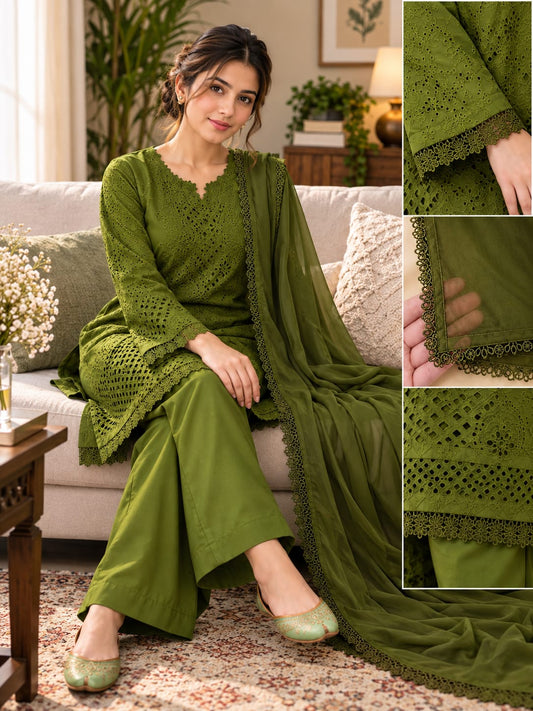 Olive Noor Chikankari Ensemble