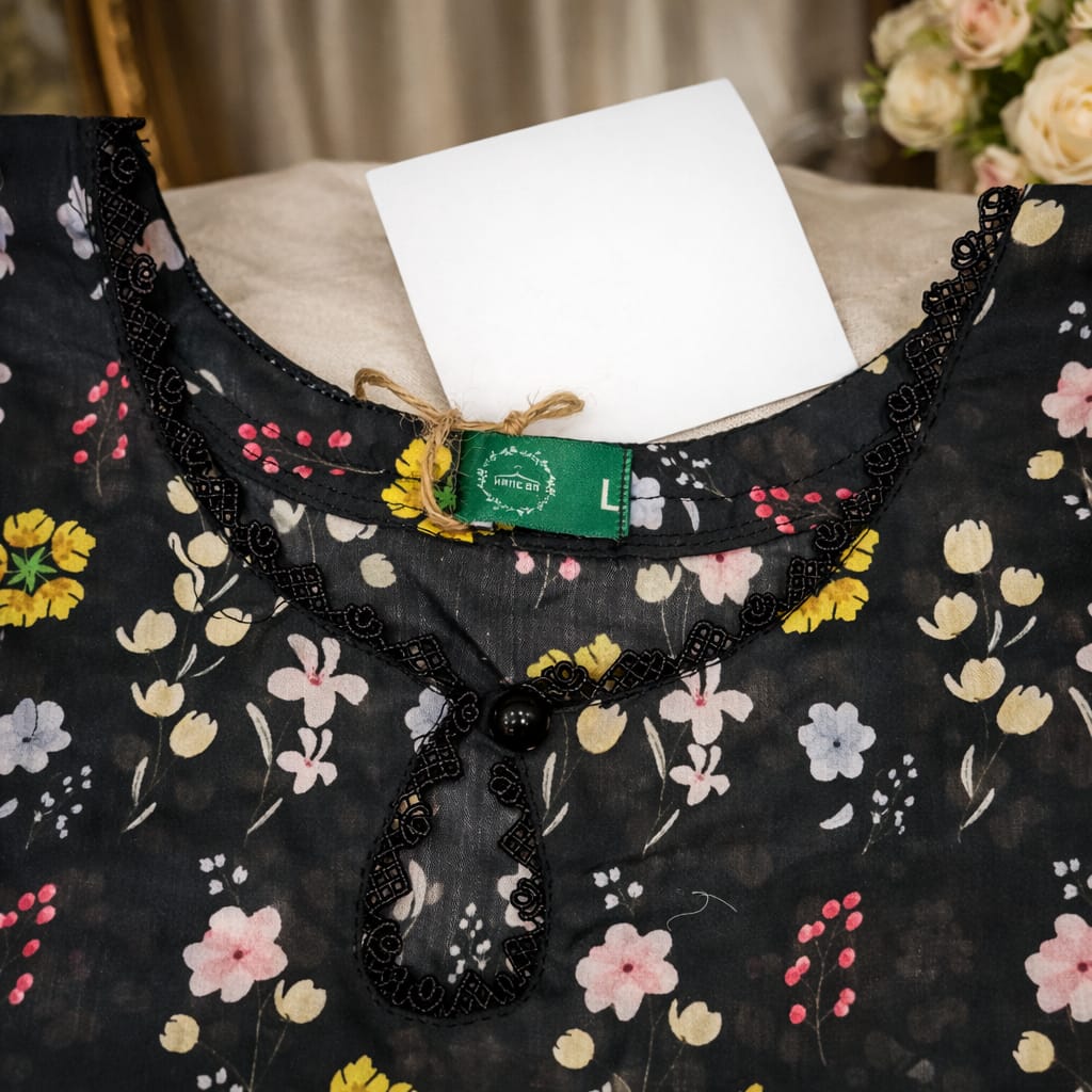 Midnight Petals Floral Printed Lawn Suit with Chiffon Dupatta