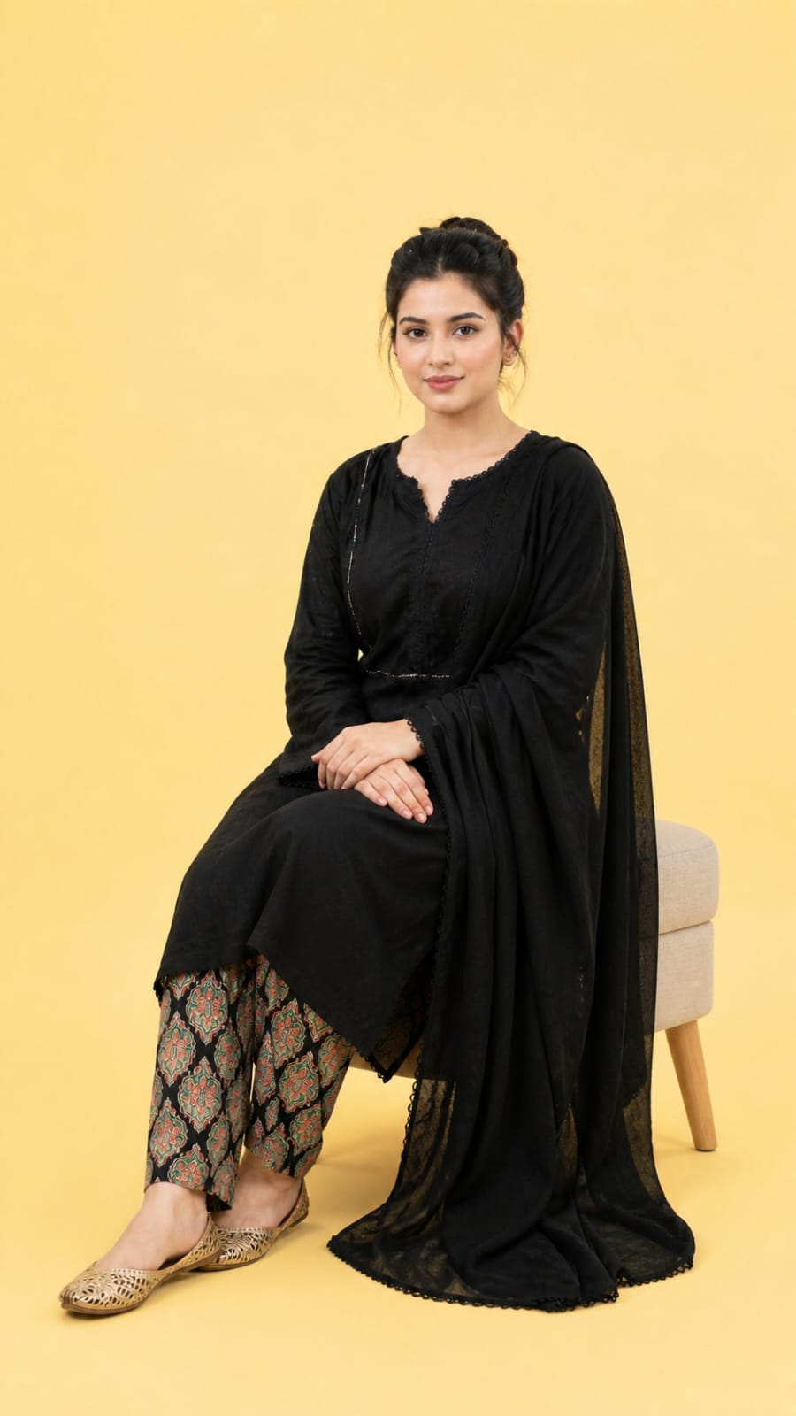 Noir Grace Farshi Shalwar Set with Chiffon Dupatta