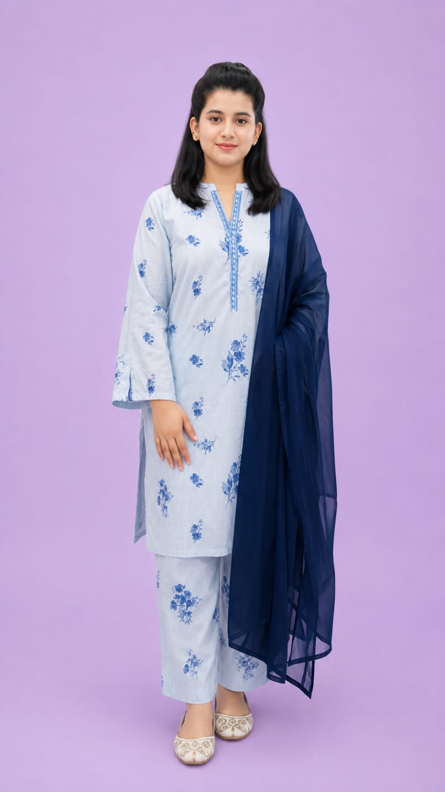 Bluebell Grace Floral Printed Lawn Suit with Chiffon Dupatta