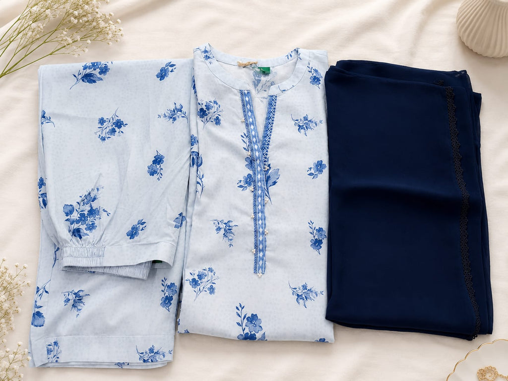 Bluebell Grace Floral Printed Lawn Suit with Chiffon Dupatta