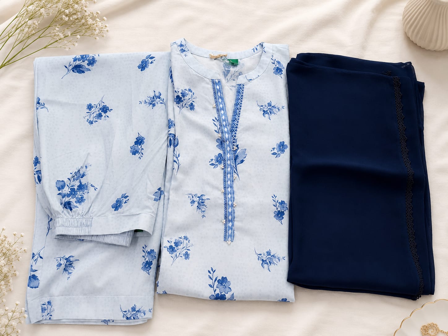 Bluebell Grace Floral Printed Lawn Suit with Chiffon Dupatta