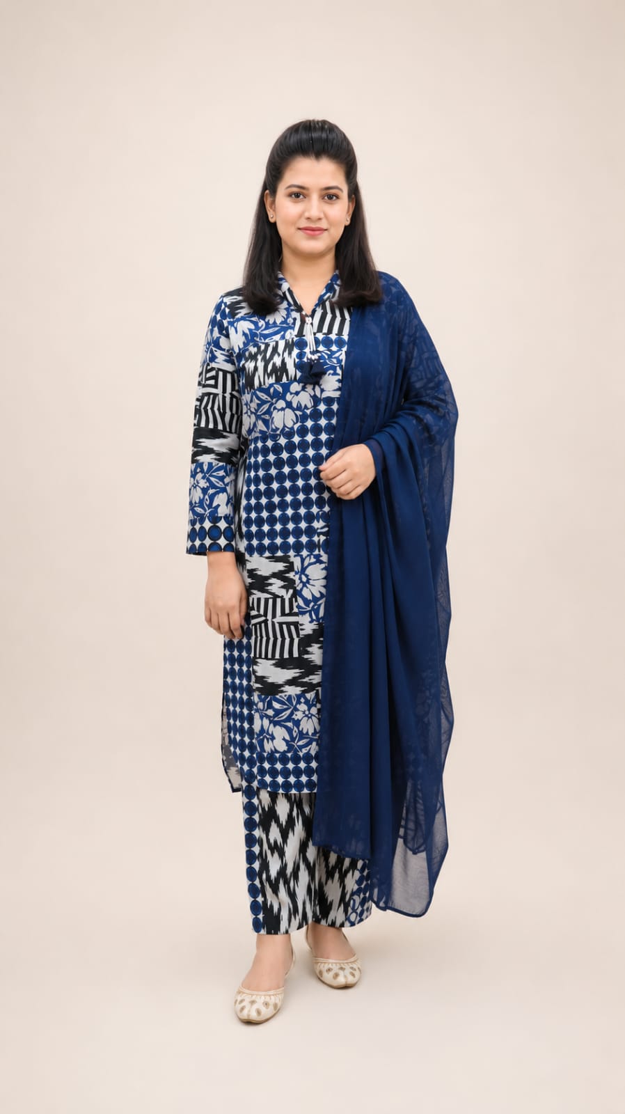 Sapphire Mosaic Printed Lawn Suit with Chiffon Dupatta