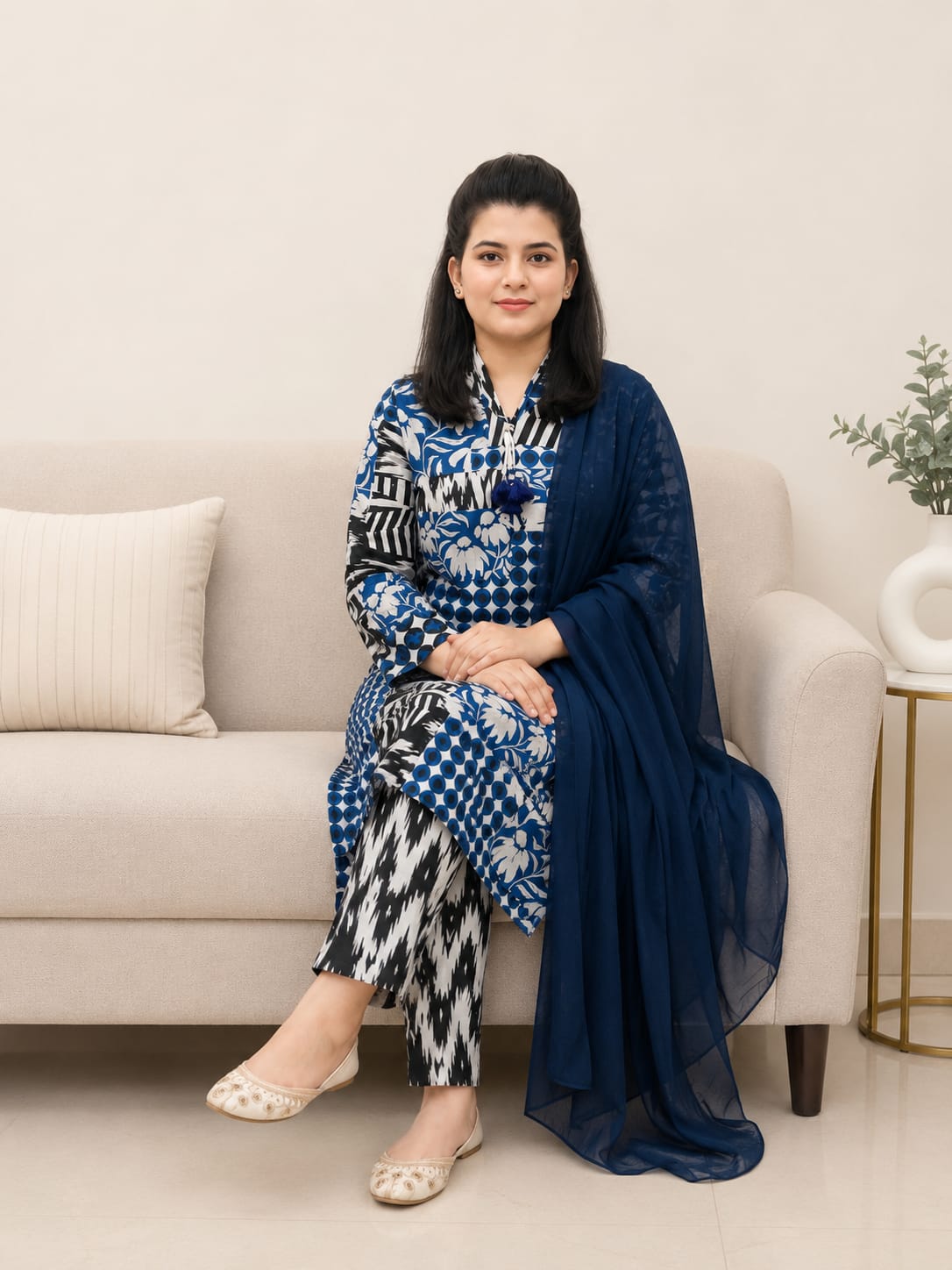 Sapphire Mosaic Printed Lawn Suit with Chiffon Dupatta