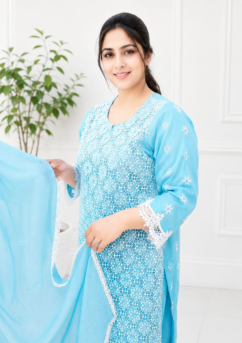 Sky Blossom Chikankari Suit