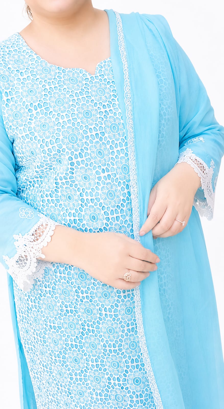 Sky Blossom Chikankari Suit