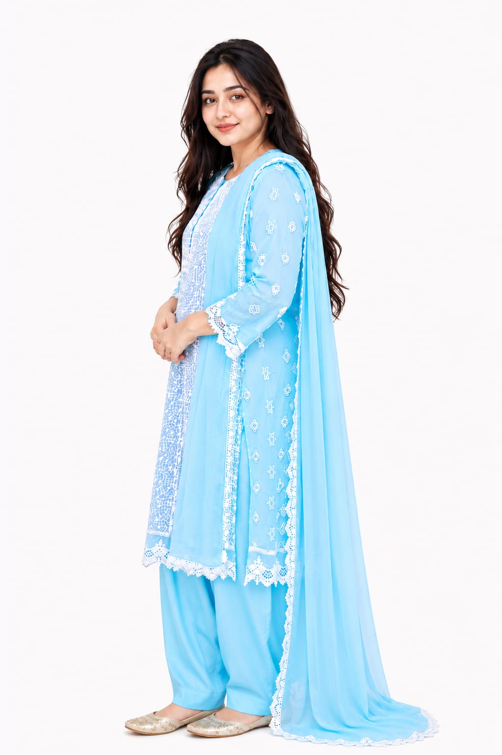 Sky Blossom Chikankari Suit