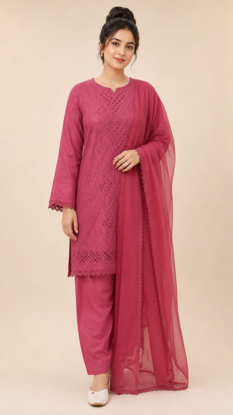 Rose Bloom Chikankari Suit