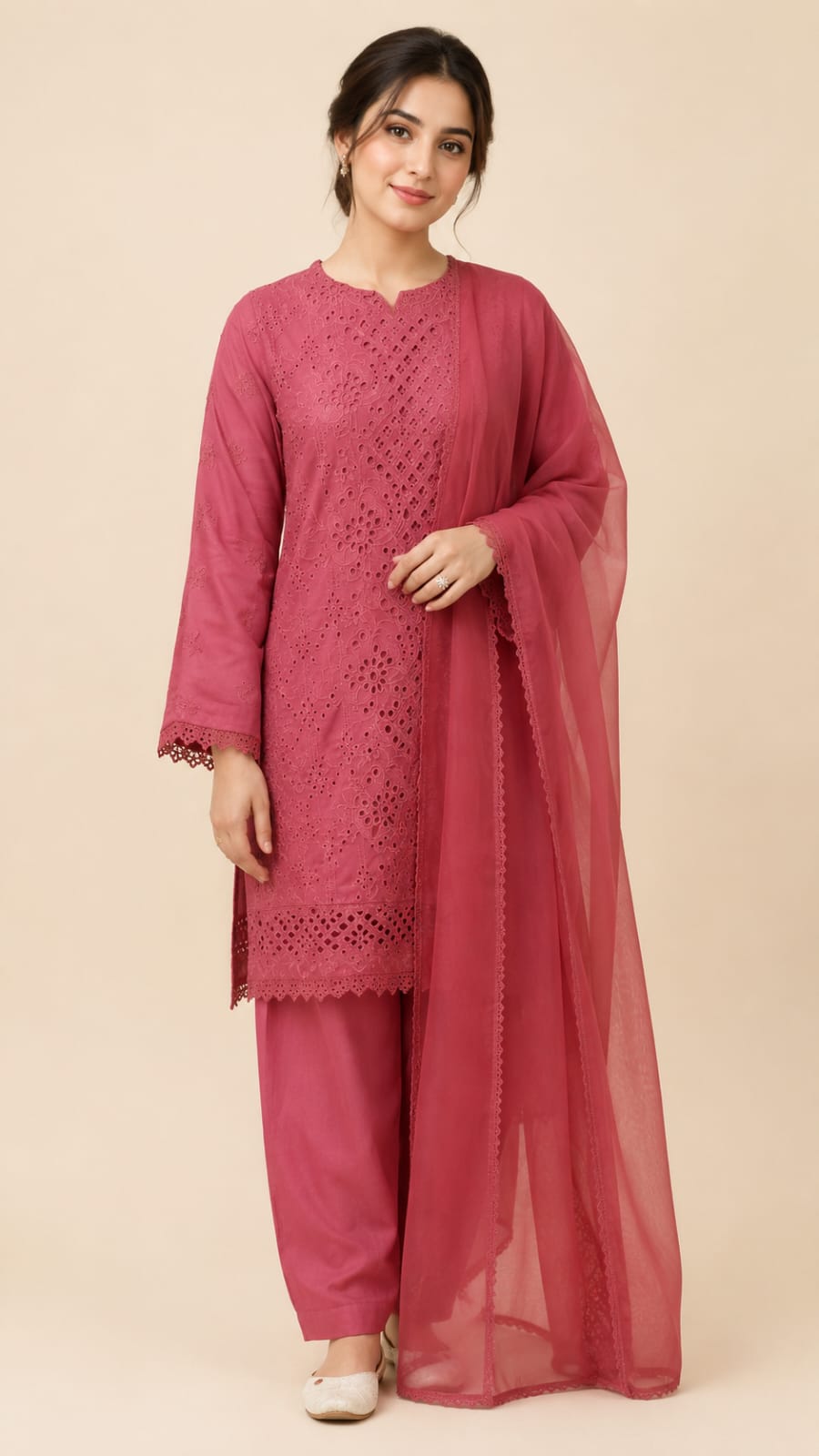 Rose Bloom Chikankari Suit