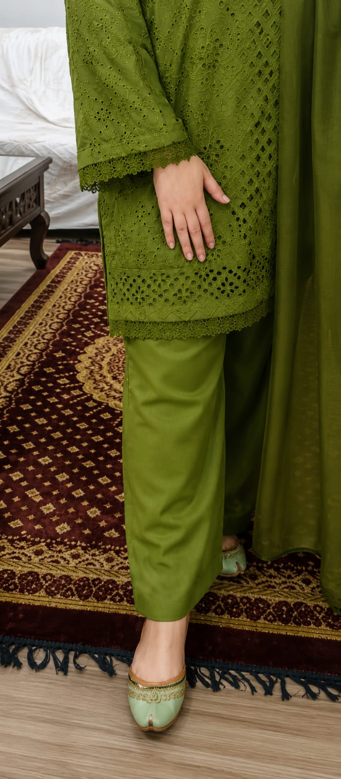 Olive Noor Chikankari Ensemble