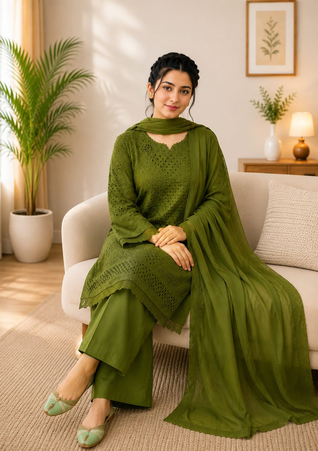 Olive Noor Chikankari Ensemble