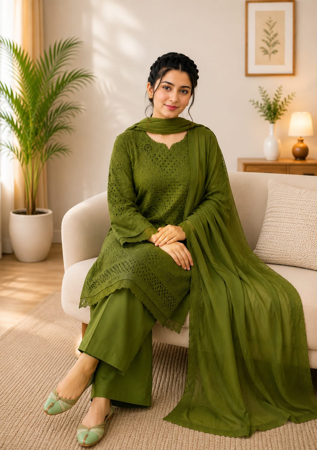 Olive Noor Chikankari Ensemble