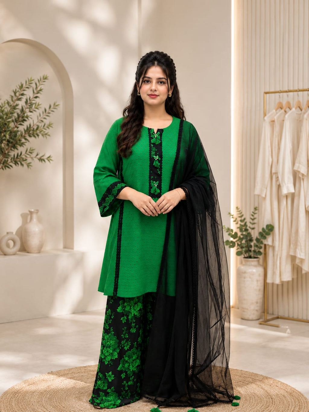 Emerald Noor Chikankari Ensemble 💚