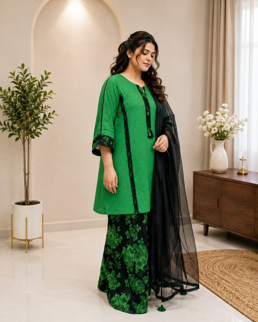 Emerald Noor Chikankari Ensemble 💚