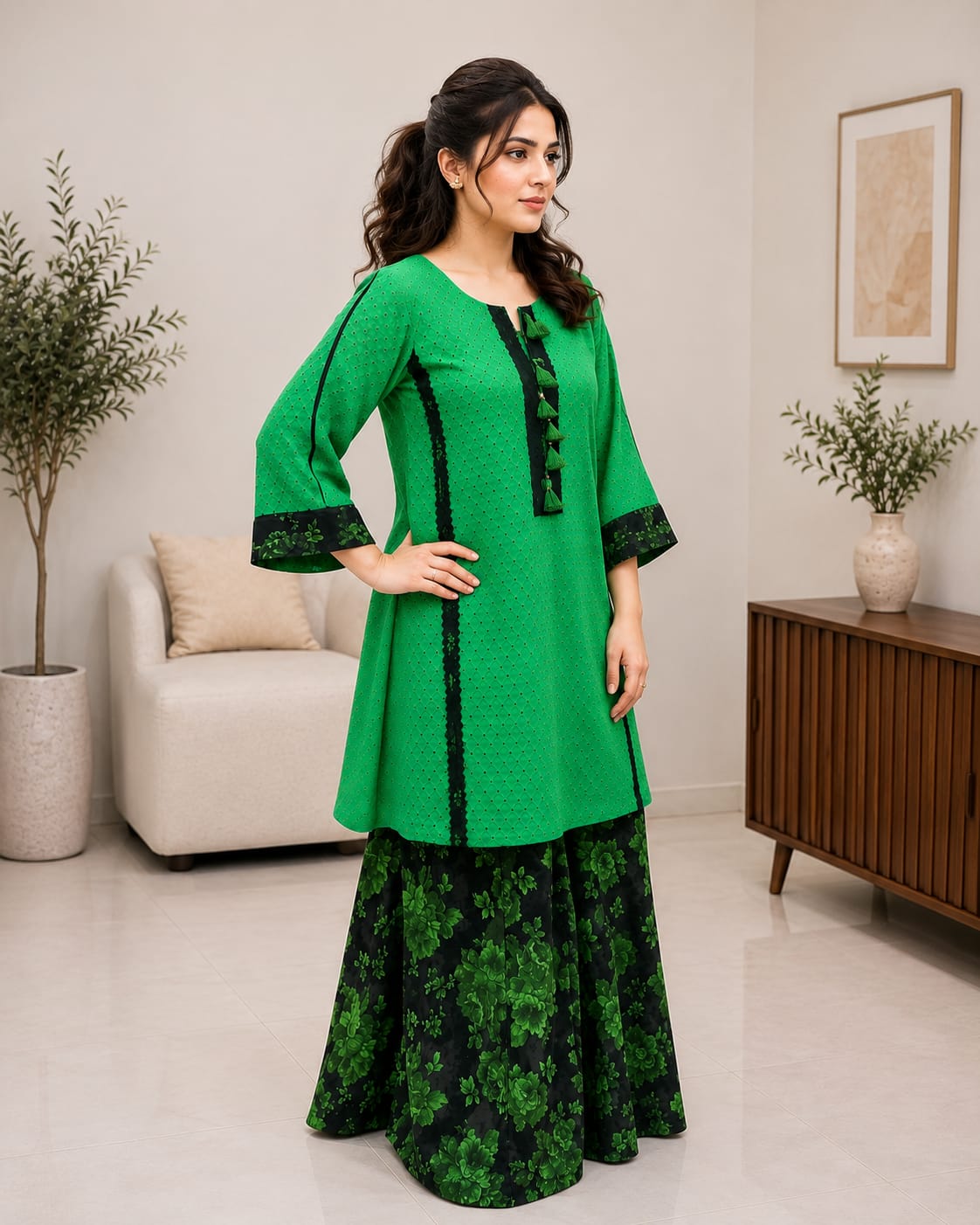 Emerald Noor Chikankari Ensemble 💚