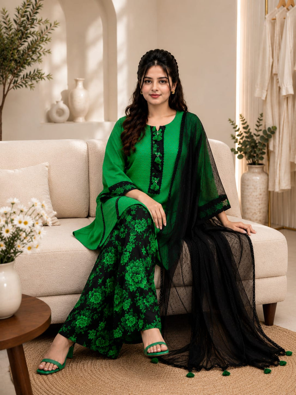 Emerald Noor Chikankari Ensemble 💚