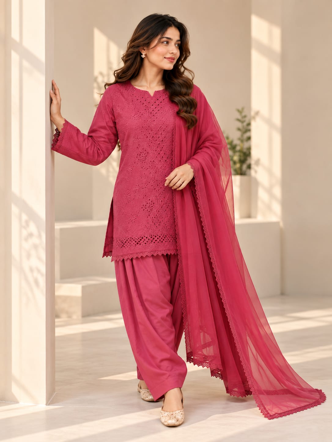 Rose Bloom Chikankari Suit
