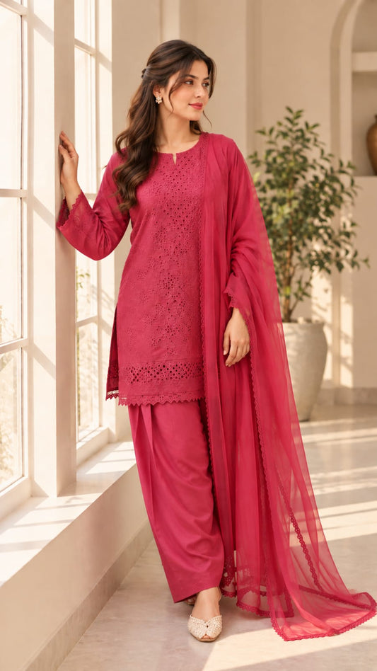 Rose Bloom Chikankari Suit