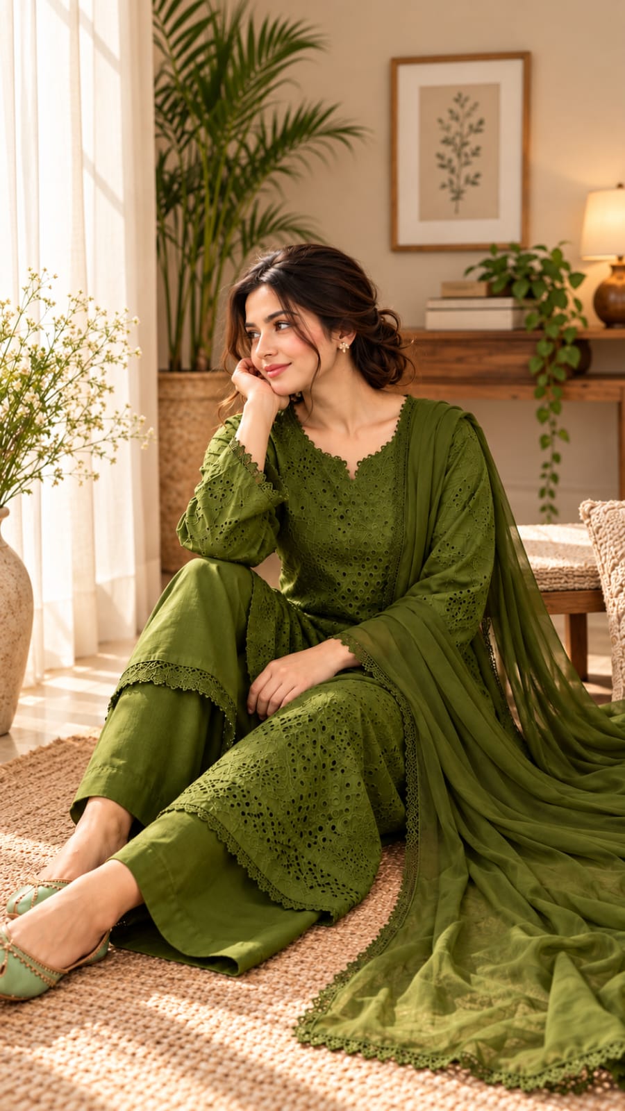 Olive Noor Chikankari Ensemble