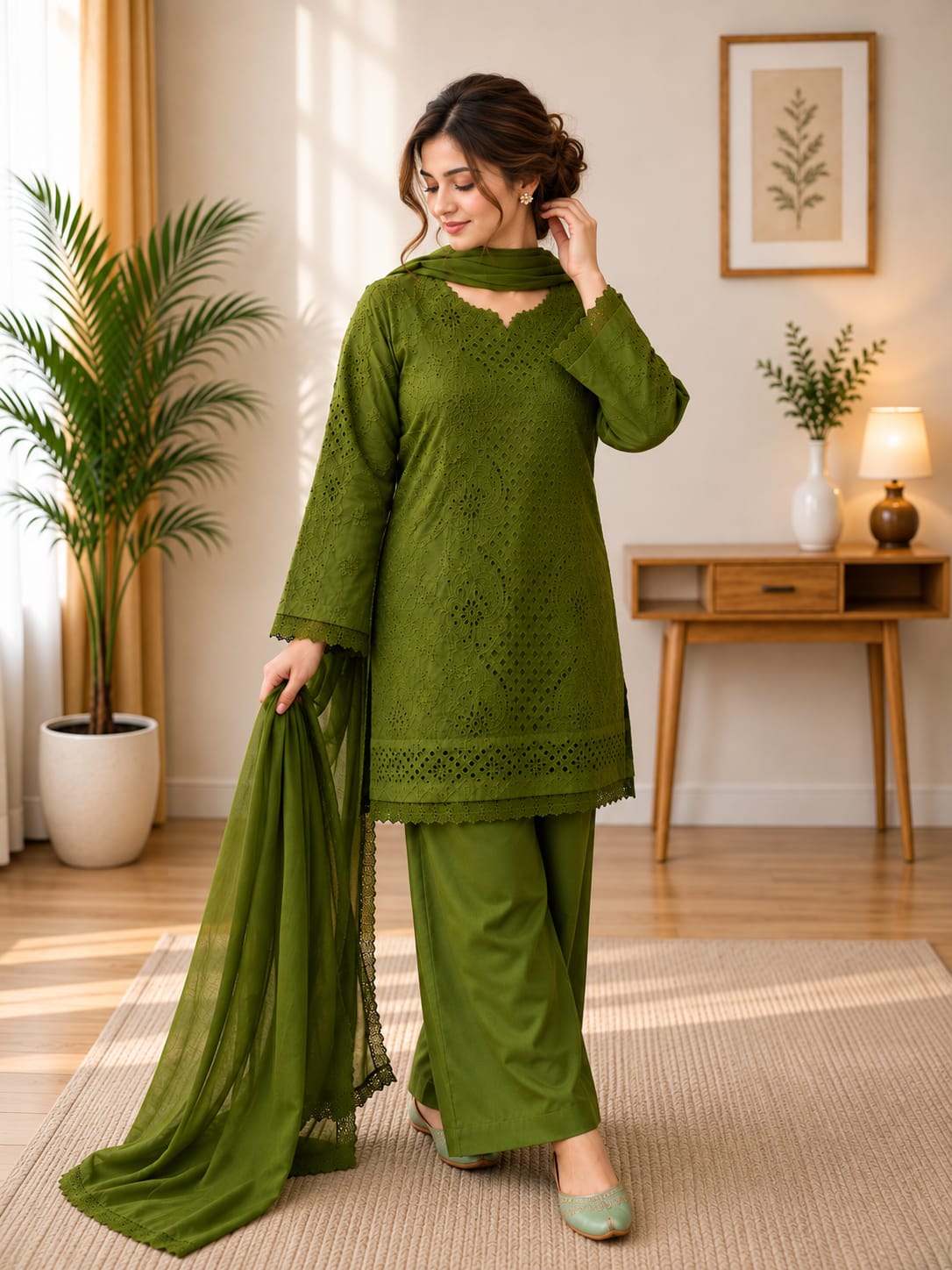 Olive Noor Chikankari Ensemble