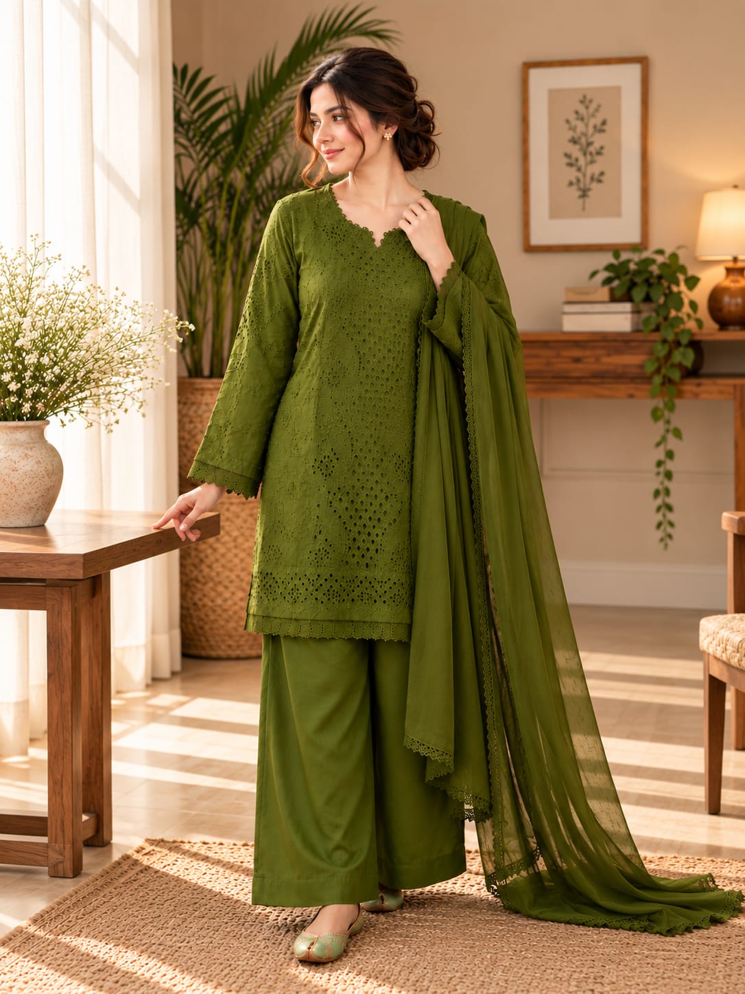Olive Noor Chikankari Ensemble
