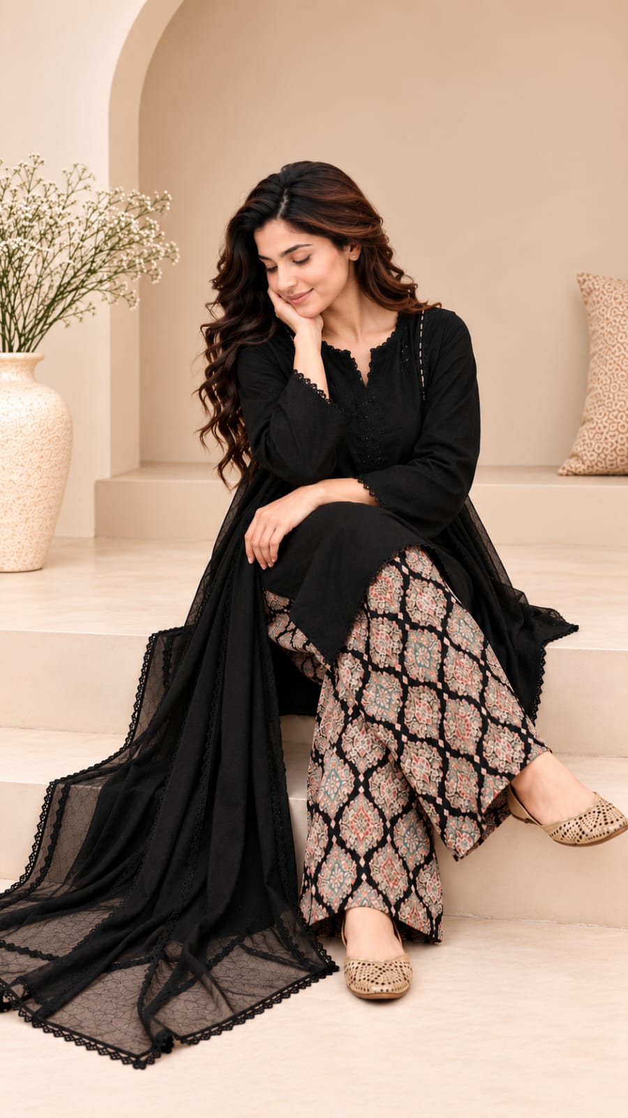 Noir Grace Farshi Shalwar