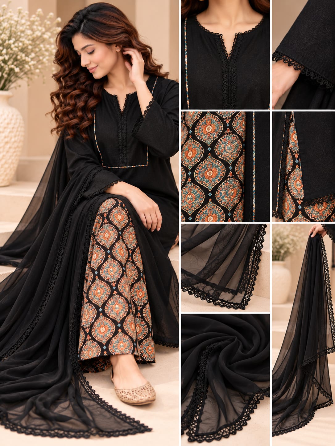 Noir Grace Farshi Shalwar